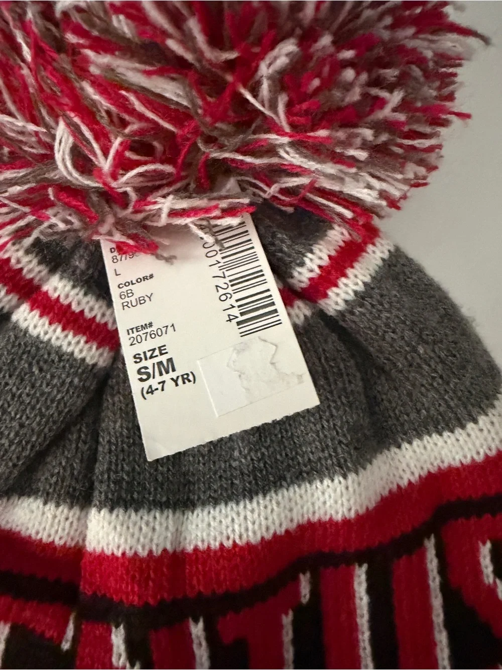 Children’s Place Kids Knit Pom Beanie Hats Orange/Black, Gray/Red